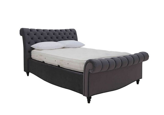 Aurora Side Lift Ottoman Bed Frame - Double - Velvet Smoke