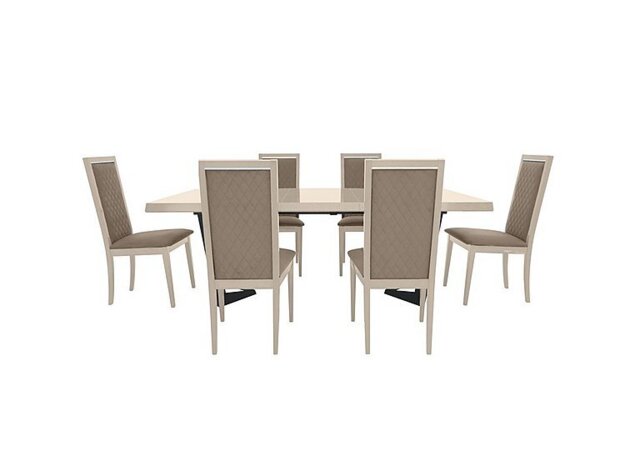 Palazzo 160cm Extending Dining Table in Sand Birch with 6 Rombi Chairs - Aquos Taupe