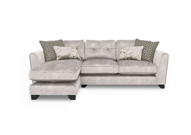Mariah Fabric Classic Back Left Hand Facing Chaise End Sofa - Dapple Cream with Chrome Insert
