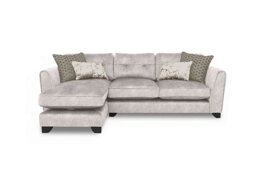 Mariah Fabric Classic Back Left Hand Facing Chaise End Sofa - Dapple Cream with Chrome Insert