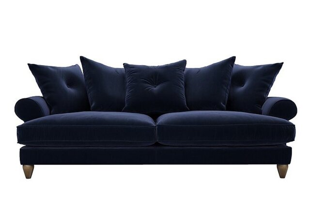 The Lounge Co. - Bronwyn 4 Seater Fabric Scatter Back Foam Fill Sofa With Washed Oak Feet - Midnight Indigo