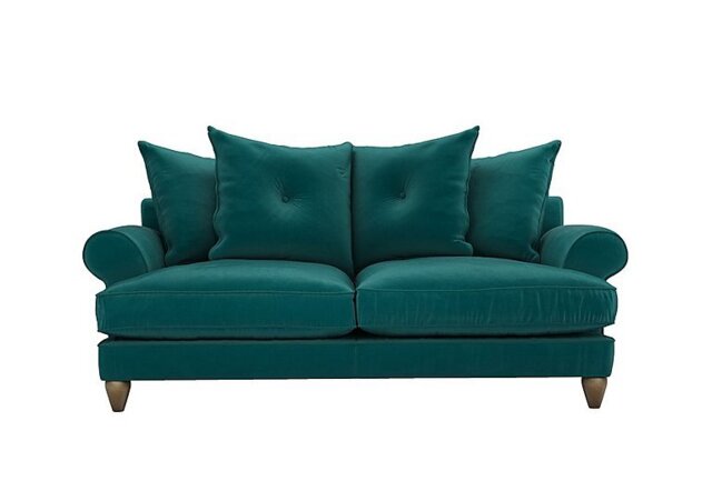 The Lounge Co. - Bronwyn 3 Seater Fabric Scatter Back Fibre Fill Sofa With Walnut Feet - Dragoneye