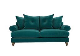 The Lounge Co. - Bronwyn 3 Seater Fabric Scatter Back Fibre Fill Sofa With Walnut Feet - Dragoneye
