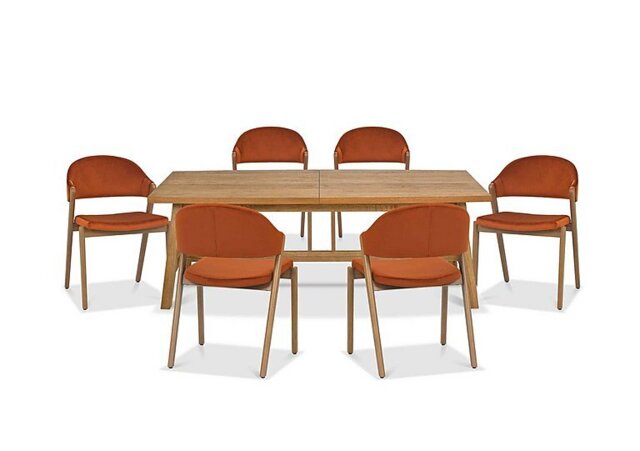 Stratford Large Extending Dining Table with 6 Fabric Chairs