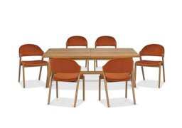 Stratford Large Extending Dining Table with 6 Fabric Chairs