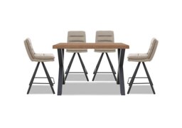 Bodahl - Hades 140cm Straight Edge Table with X Shaped Legs and 4 Njord Sand Fabric Swivel Bar Stools