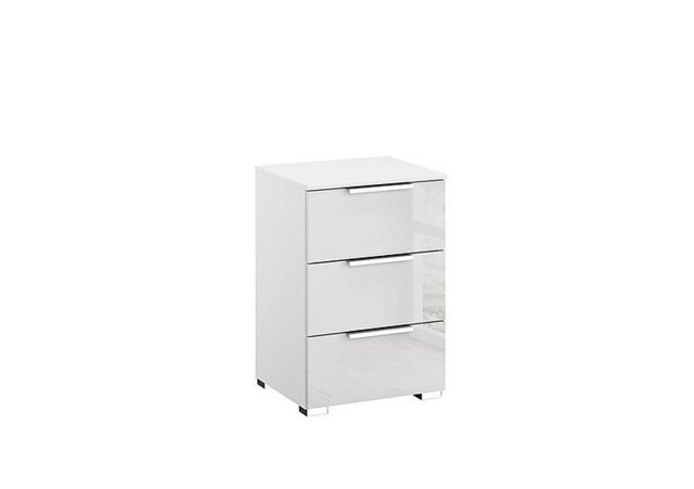 Rauch - Formes Glass 3 Drawer Bedside Chest - White/White Front