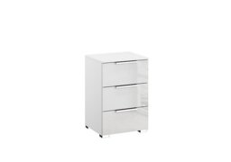 Rauch - Formes Glass 3 Drawer Bedside Chest - White/White Front