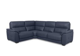 World of Leather - Saffron Small BV Leather Left Hand Facing Corner Sofa - BV Ocean Blue