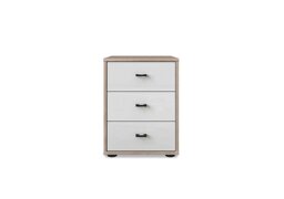 Wiemann - Dallas 40cm 3 Drawer Glass Bedside Cabinet - Holm Oak and White