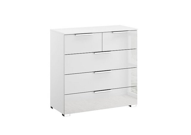 Rauch - Formes Glass 5 Drawer Chest - White/White Front