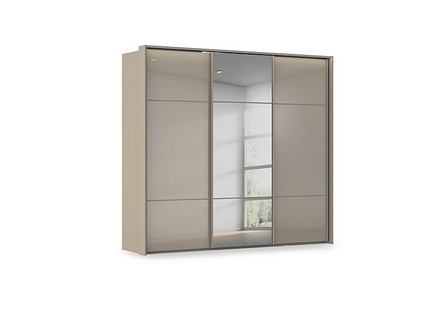 Rauch - Haven 250cm 3 Door Slider Wardrobe with 2 Glass Doors, 1 Mirror Door and Lights