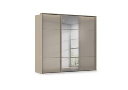 Rauch - Haven 250cm 3 Door Slider Wardrobe with 2 Glass Doors, 1 Mirror Door and Lights