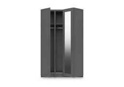 London Bedrooms - Bexley 3 Door Bifold Wardrobe with Mirror Door and Interior Lighting - Dust Grey Gloss