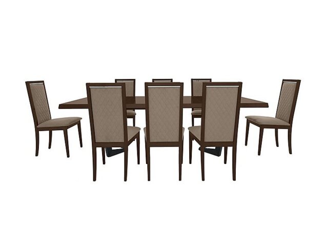 Palazzo 200cm Extending Dining Table in Dark Walnut with 8 Rombi Chairs - Aquos Taupe