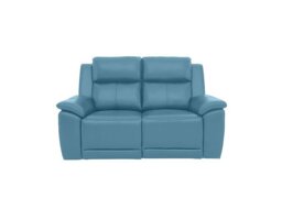 Utah 2 Seater Leather Recliner Sofa with Headrests and Power Lumbar - Blu