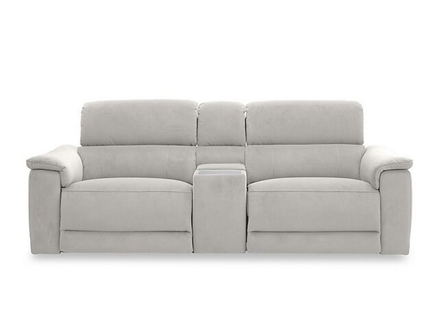 Genius Fabric 3 Seater Power Recliner Media Sofa with Power Headrests, Power Lumbar and Heated Seats - Lead Grey