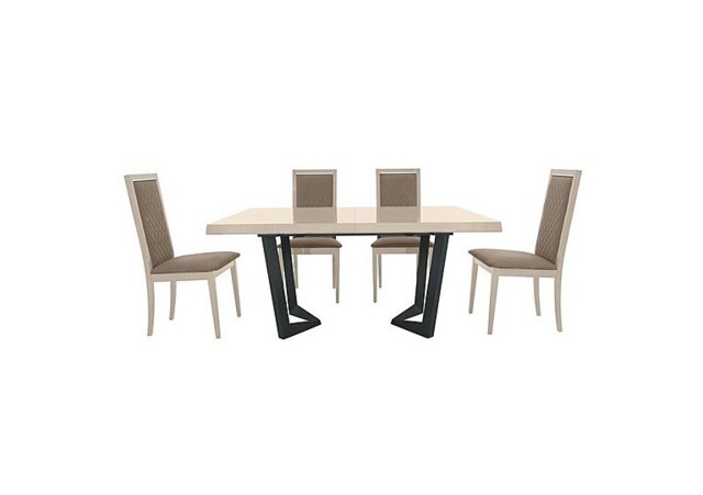 Palazzo 160cm Extending Dining Table in Sand Birch with 4 Rombi Chairs - Aquos Taupe