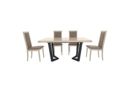 Palazzo 160cm Extending Dining Table in Sand Birch with 4 Rombi Chairs - Aquos Taupe