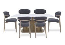 Aimar Rectangular Dining Table and 6 Open Back Chairs - Dark Grey