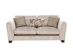 Mariah 3 Seater Fabric Classic Back Sofa - Dapple Cream with Chrome Insert