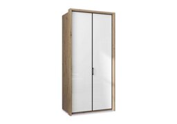 Wiemann - Dallas 107cm 2 Door Hinged Glass Wardrobe - Bianco Oak and White
