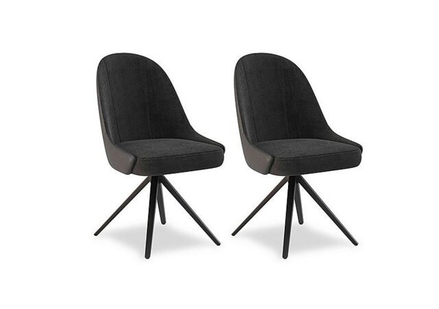 Jose Pair of Swivel Dining Chairs - Anthracite