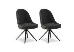 Jose Pair of Swivel Dining Chairs - Anthracite