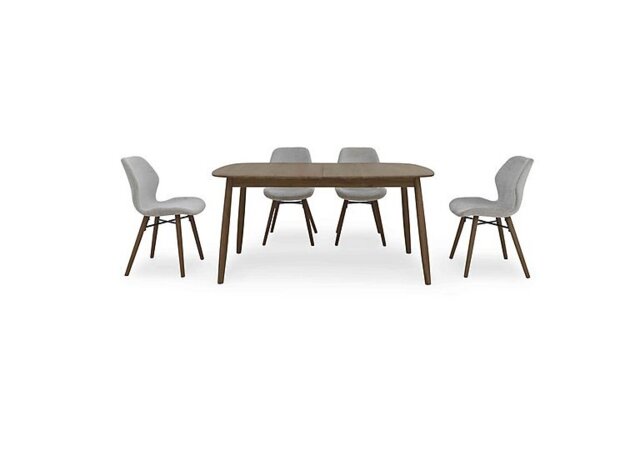 Stockholm Extending Dining Table with 4 Upholstered Chairs - Dark Oak