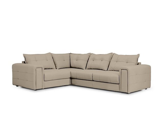 Goliath Leather Left Hand Facing Corner Sofa with Storage Drawers - Oyster