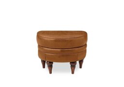 At The Helm - Harriet Leather Half Moon Footstool with Walnut Feet