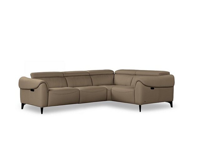 Nicoletti - Nicole Small Leather Power Recliner Corner Sofa with Power Headrests