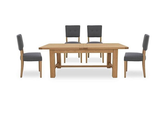 Furnitureland - Augusta Large Rectangular Extending Dining Table and 4 Open Back Upholstered Chairs - Anthracite