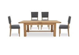 Furnitureland - Augusta Large Rectangular Extending Dining Table and 4 Open Back Upholstered Chairs - Anthracite