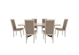 Palazzo 200cm Extending Dining Table in Sand Birch with 6 Rombi Chairs - Aquos Taupe
