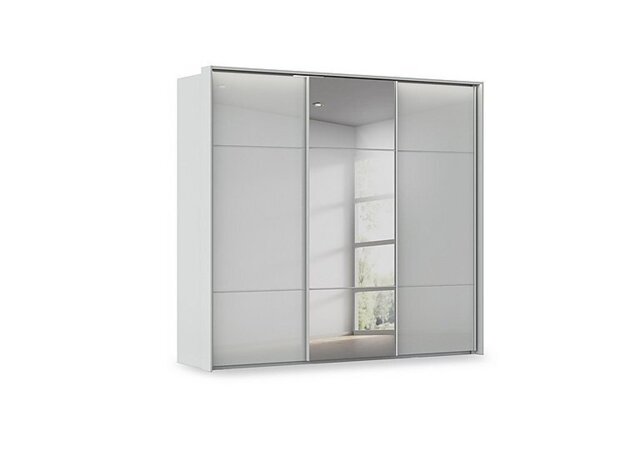 Rauch - Haven 250cm 3 Door Slider Wardrobe with 2 Glass Doors, 1 Mirror Door and Lights