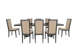 Palazzo 200cm Extending Dining Table in Silver Birch with 8 Rombi Chairs - Aquos Cream