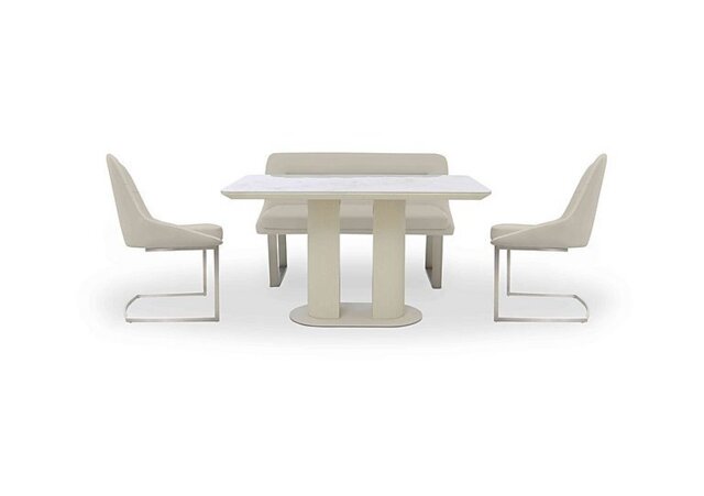 Avorio Fixed Dining Table, High Back Bench and 2 Cantilever Chairs Set