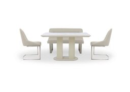 Avorio Fixed Dining Table, High Back Bench and 2 Cantilever Chairs Set