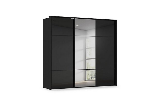 Rauch - Haven 250cm 3 Door Slider Wardrobe with 2 Glass Doors and 1 Mirror Door - Black Glass