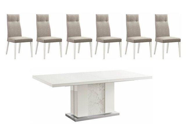 ALF - Fascino Large Extending Dining Table and 6 Faux Leather Chairs