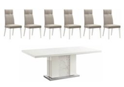 ALF - Fascino Large Extending Dining Table and 6 Faux Leather Chairs
