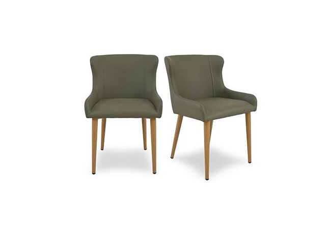 Riga Pair of Upholstered Dining Chairs - Green