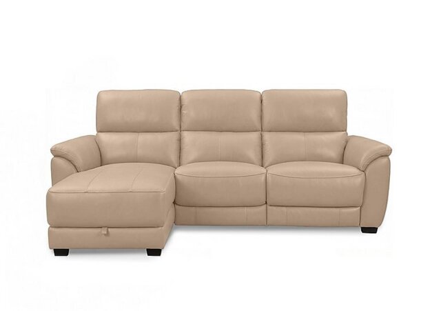 World of Leather - Saffron BV Leather 3 Seater Power Recliner Sofa with Storage Left Hand Facing Chaise End - BV Pebble