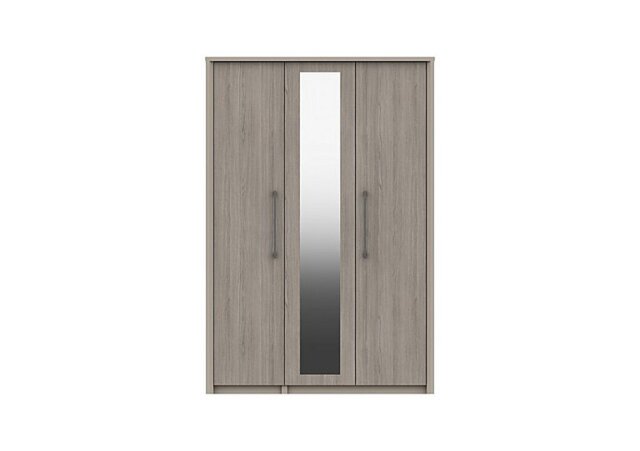 London Bedrooms - Paddington 3 Door Wardrobe with Mirror - Grey Oak