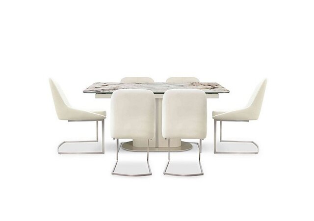 Avorio Small Pop-Up Extending Dining Table and 6 Chairs