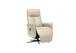 G Plan - Maribo Leather Lift and Rise Power Recliner Chair with Power Headrest and Black Base - Cambridge Stone