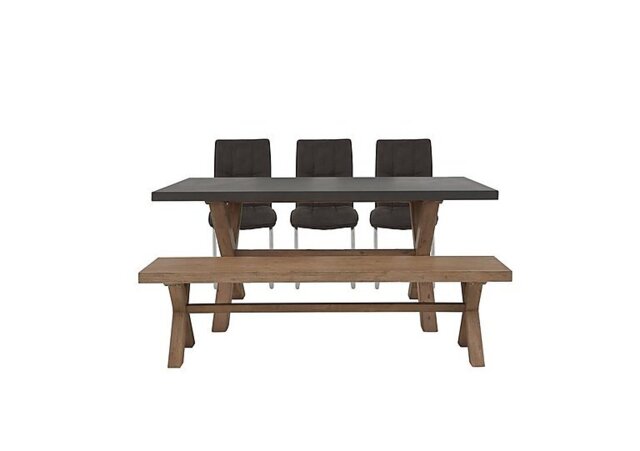 Fusion Large Table, 3 Chairs and Dining Bench Set