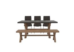 Fusion Large Table, 3 Chairs and Dining Bench Set