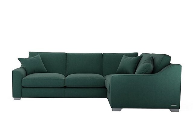 The Lounge Co. - Isobel Small Fabric Right Hand Facing Corner Sofa - Curly Kale with Chrome Feet